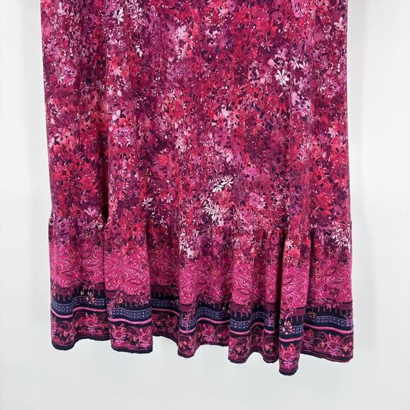 Frye and Co Dress XL Midi Floral Tassel Rayon Western Peasant Boho Canyon - Picture 7 of 8